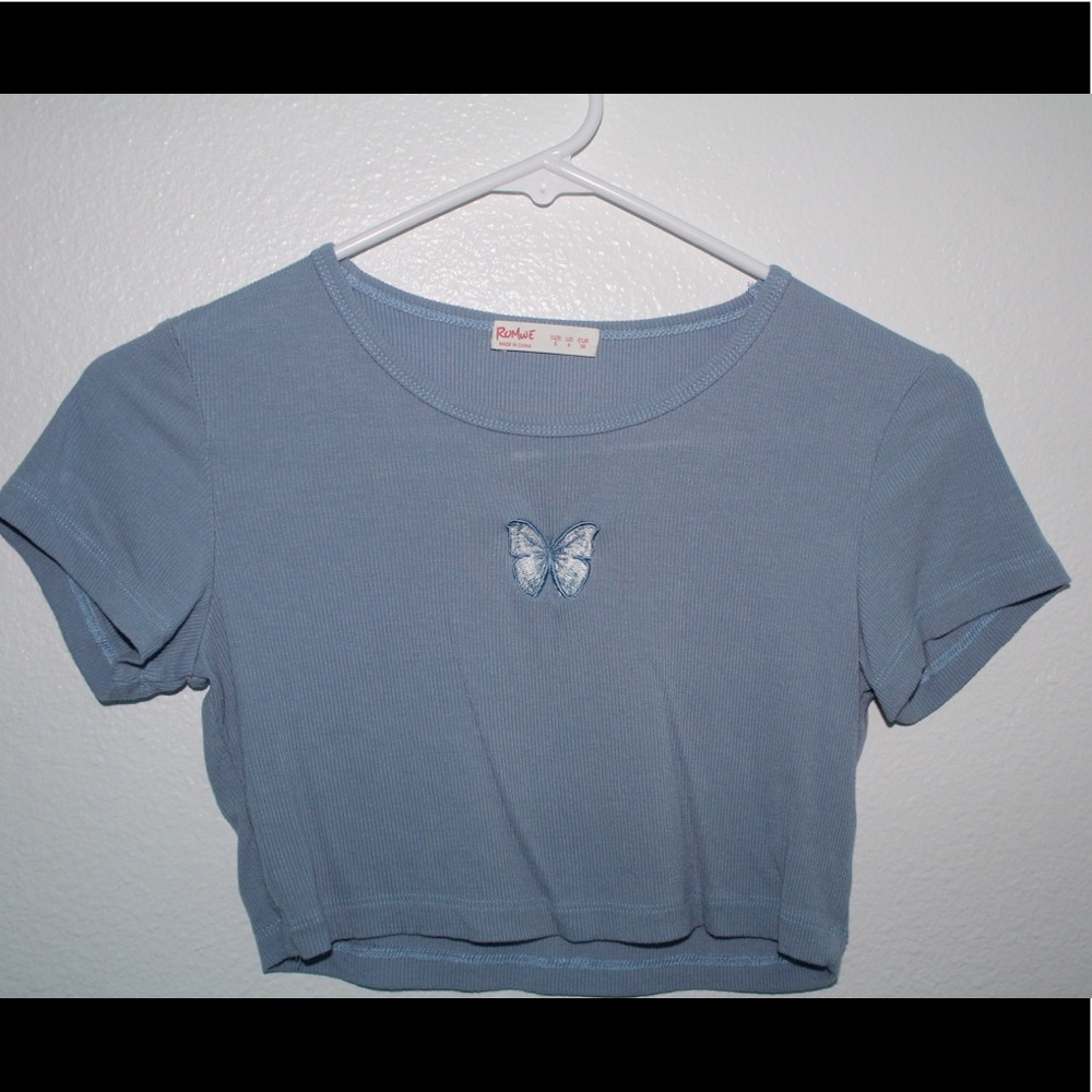 Romwe cropped butterfly tee